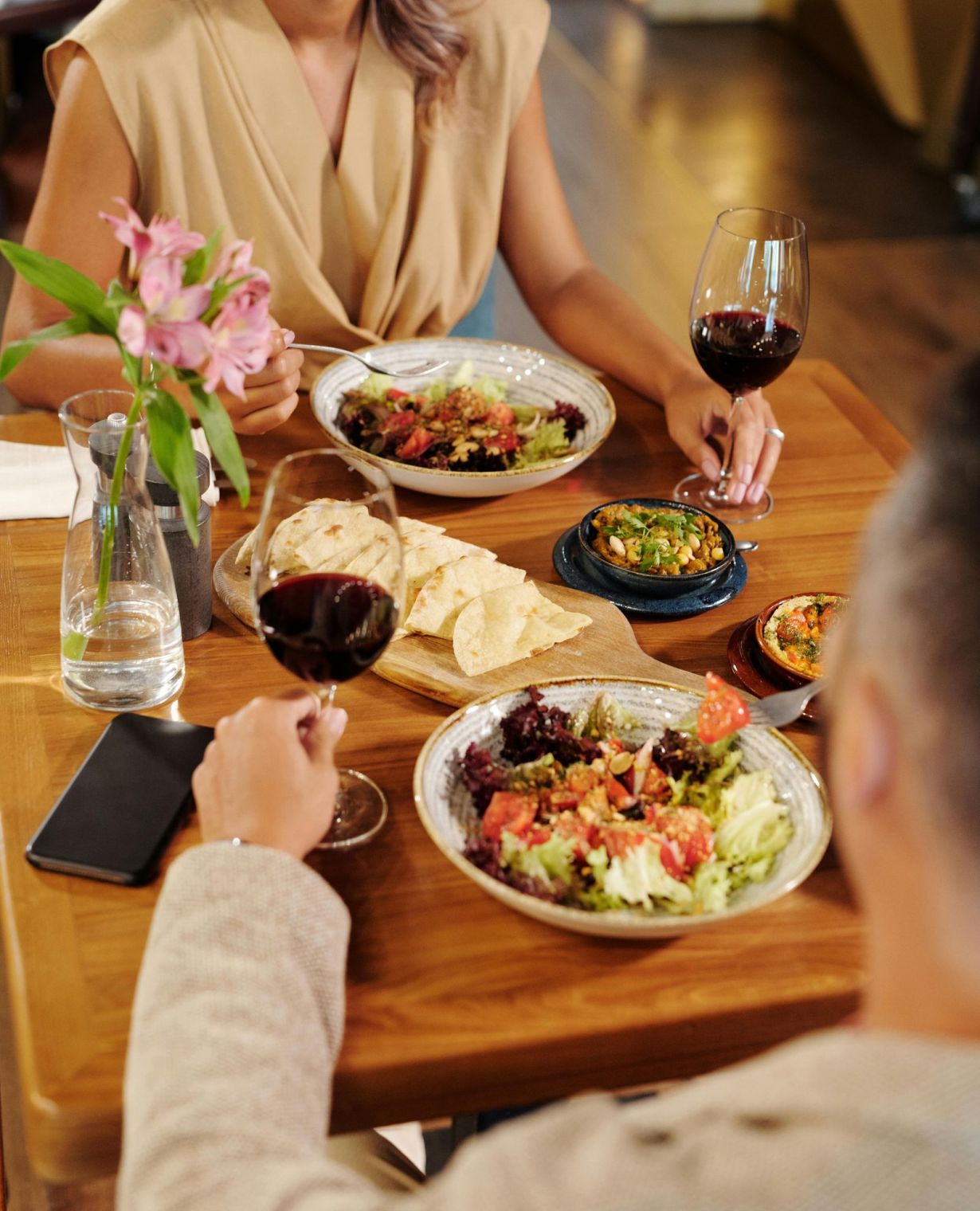 Couple dining at an upscale restaurant