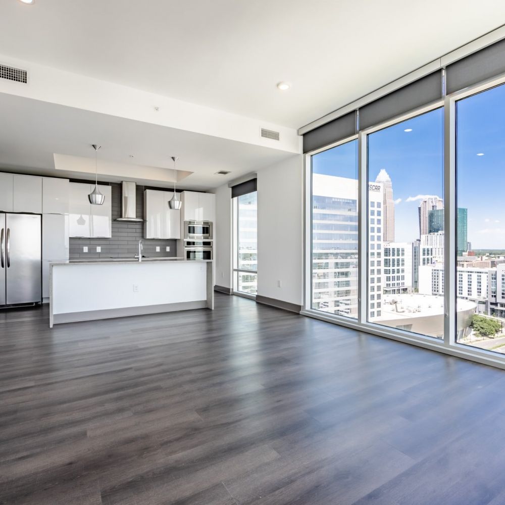 Uptown 550 The Tower penthouse minimalist modern kitchen with panoramic views