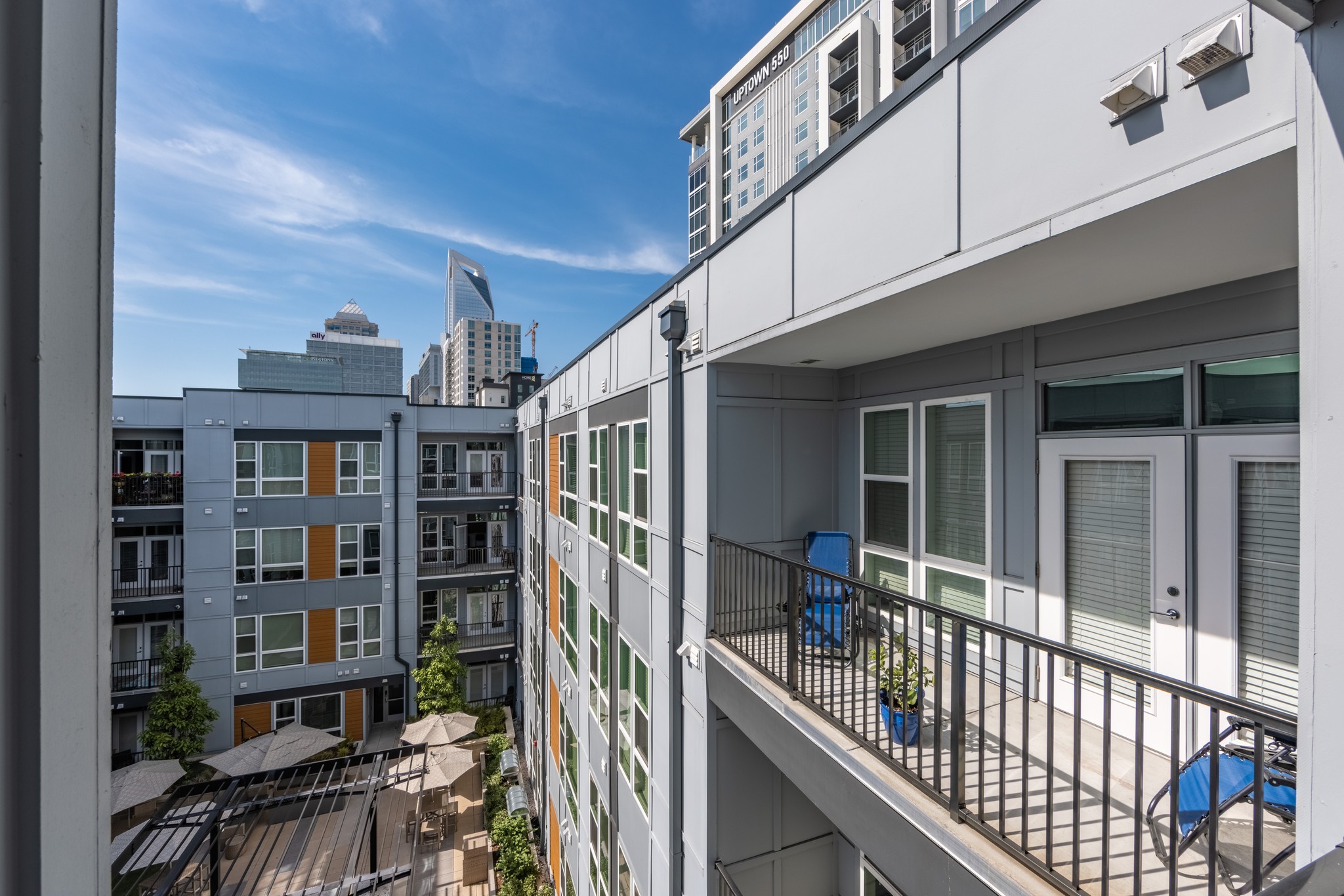 Uptown 550 the Midrise modern apartment view of courtyard